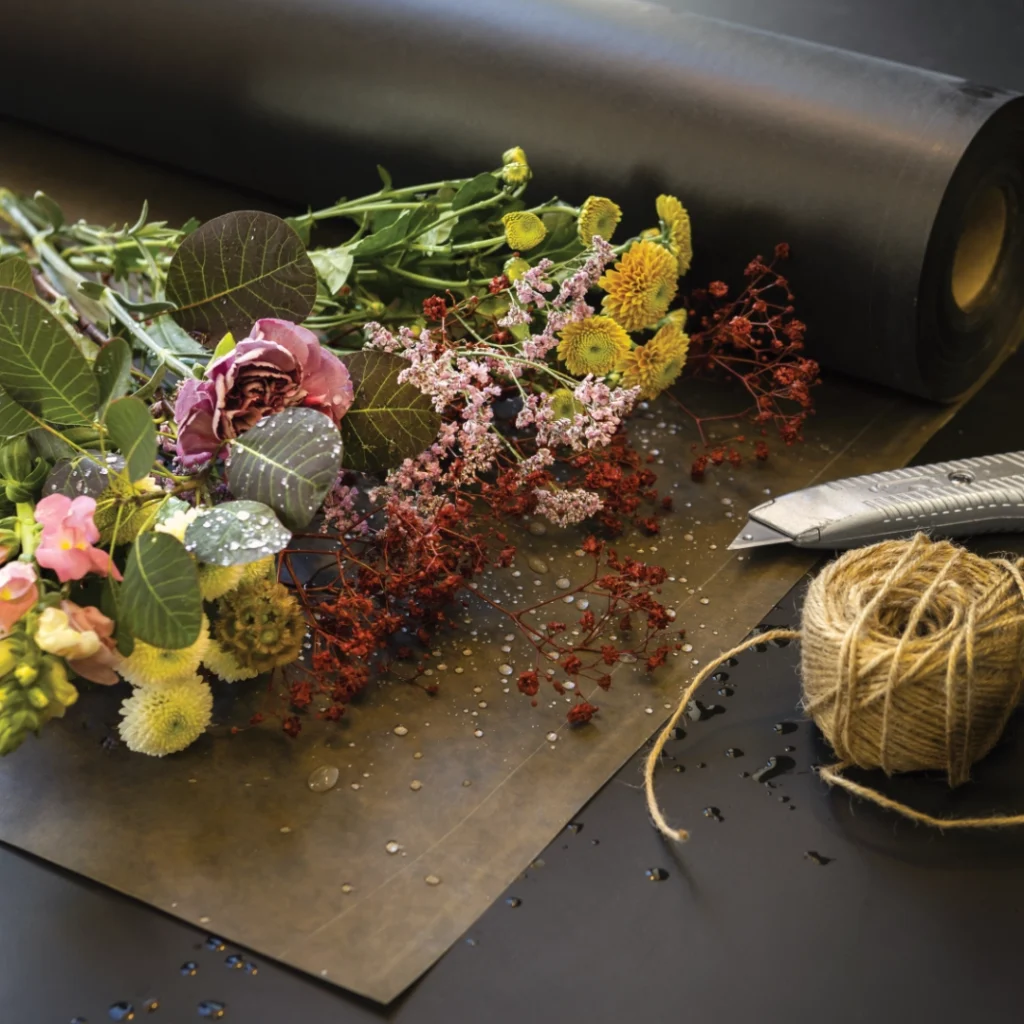 Put your brand in focus with a customized, plant-based flower wrap